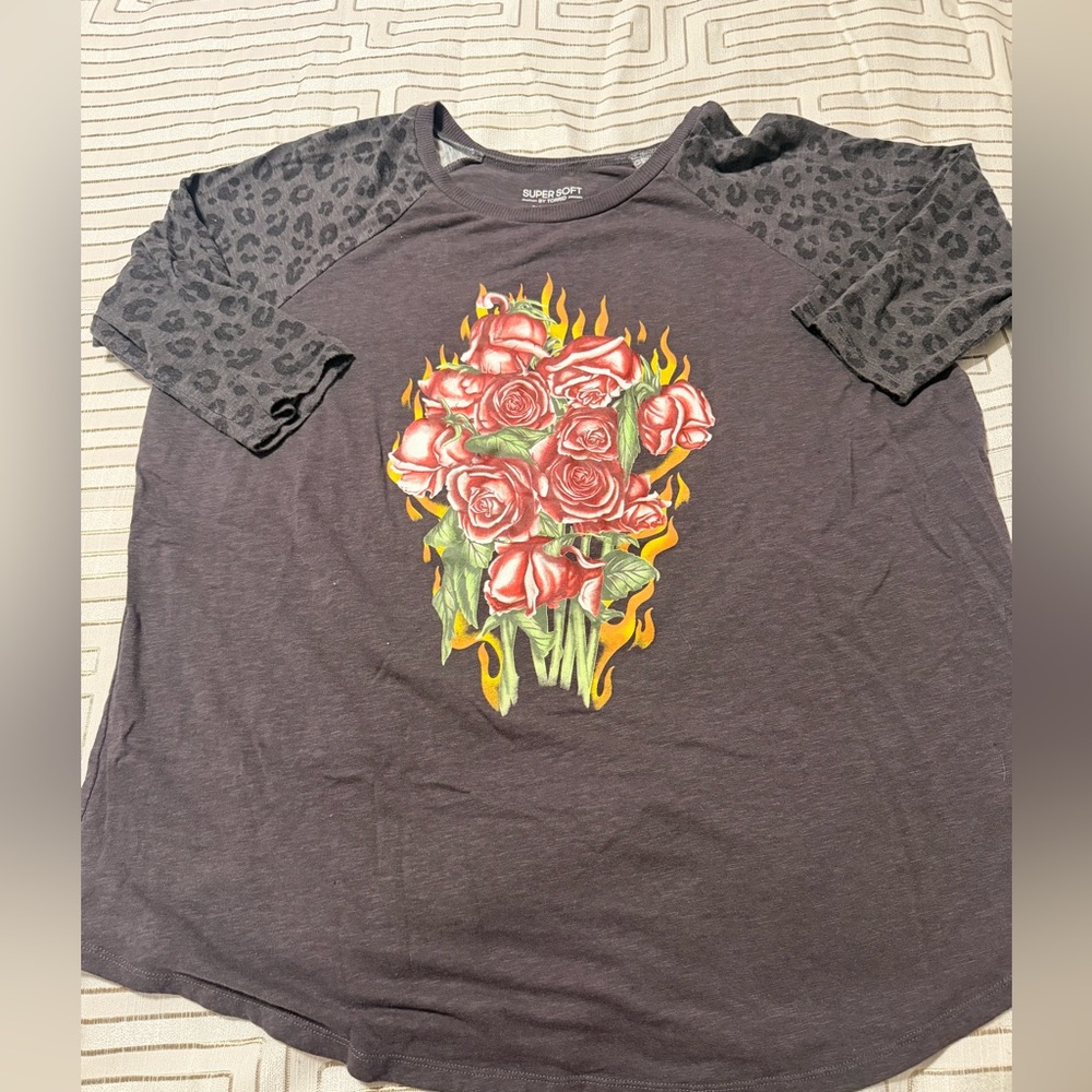 Torrid Super Soft Slub Jersey Tee in Dark Gray 3/4 sleeve